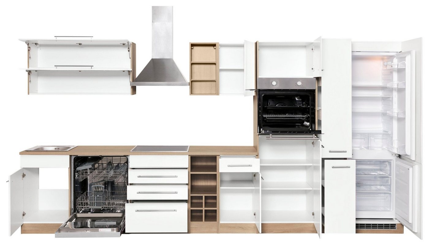 KOCHSTATION Küchenzeile KS-Eton, mit E-Geräten, Breite 390 cm