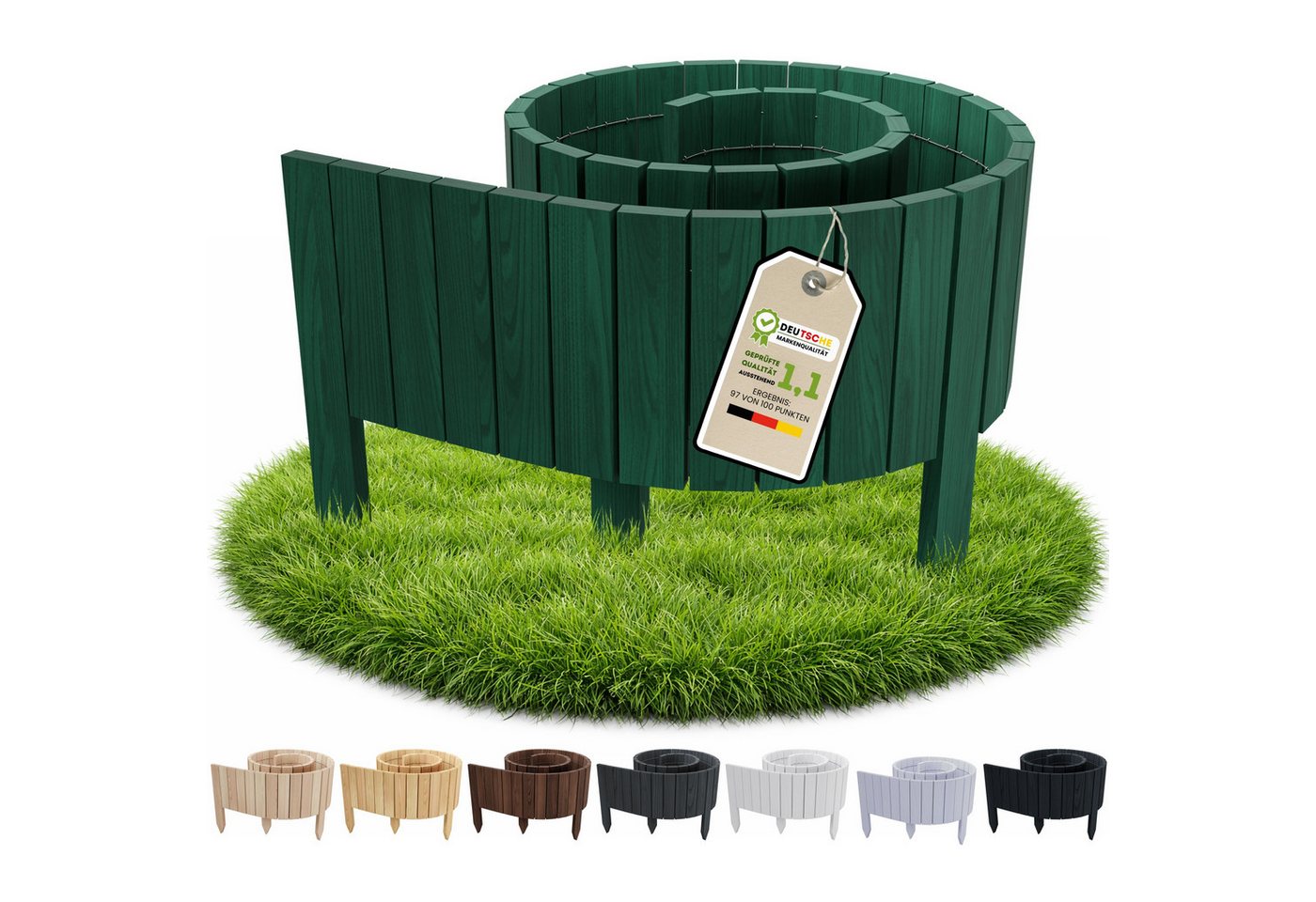 Floranica Beetbegrenzung Beeteinfassung Flexibler Rollborder Rasenkante Beetumrandung Palisade, LxH: 200x10 cm, 1 Stk., Grün, für Blumen und Kräutergarten, Vorgarten, Wege, Rasenbegrenzung Bild 5