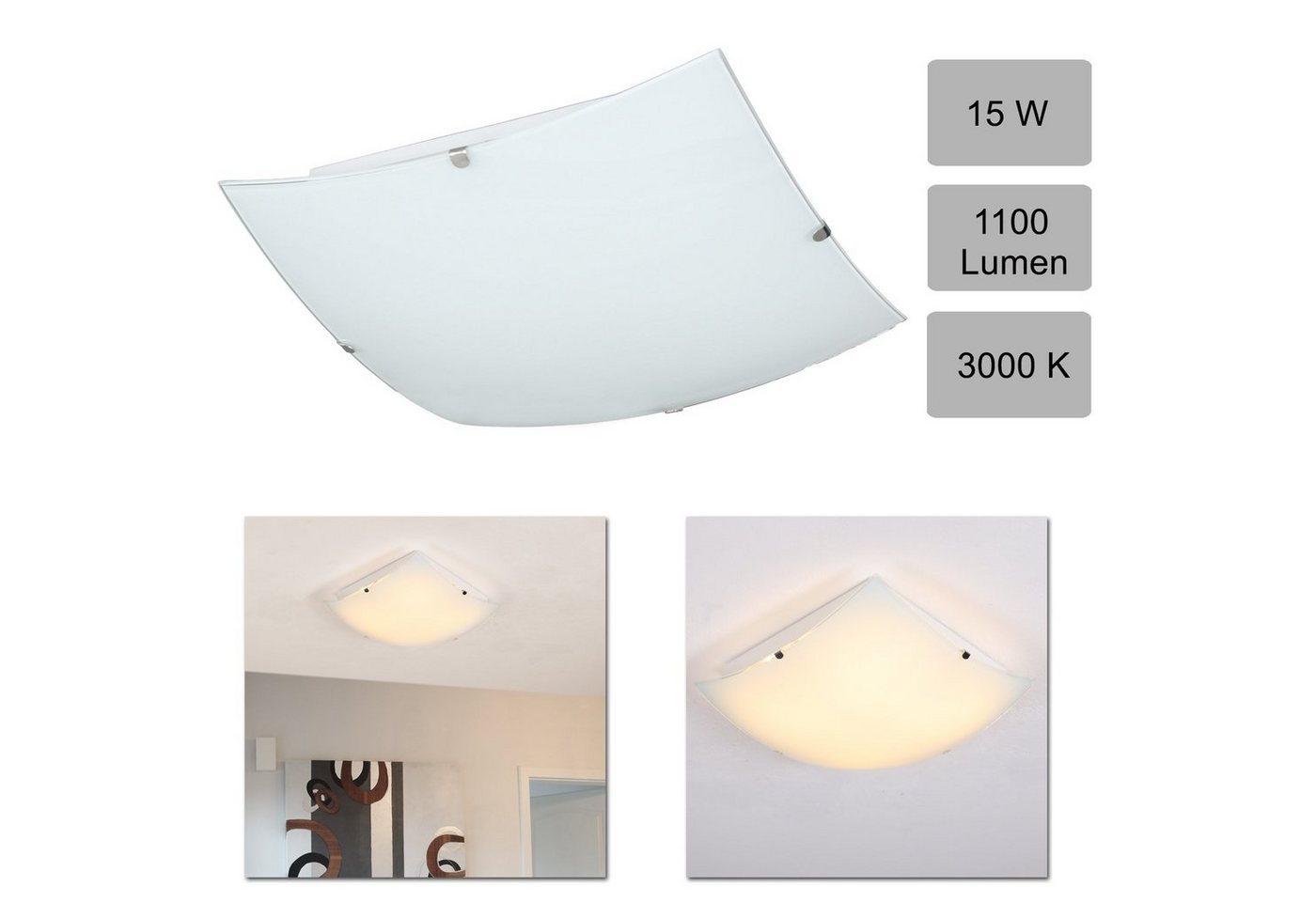Home4Living LED Deckenleuchte Deckenlampe 15W Weiß Wohnzimmerlampe Deckenleuchten Lampe, inkl. Leuchtmittel, Dekorativ