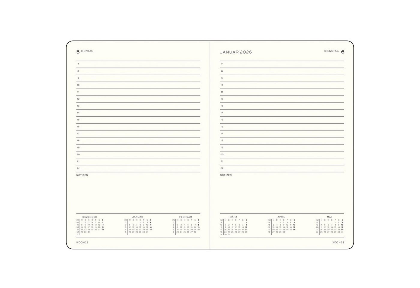 Leuchtturm1917 Taschenkalender Tageskalender 2027 Medium A5 Hardcover Cherry