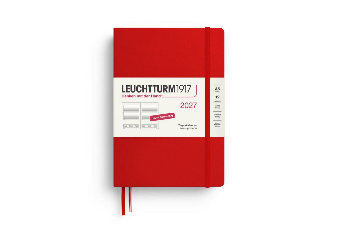 Leuchtturm1917 Taschenkalender Tageskalender 2027 Medium A5 Hardcover Cherry Bild 2