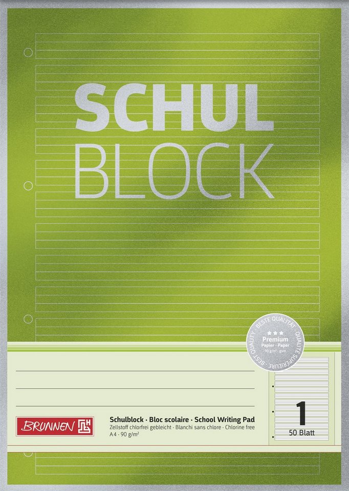 BRUNNEN Schulheft BRUNNEN Schulblock A4 90g 50Bl Lineatur 1