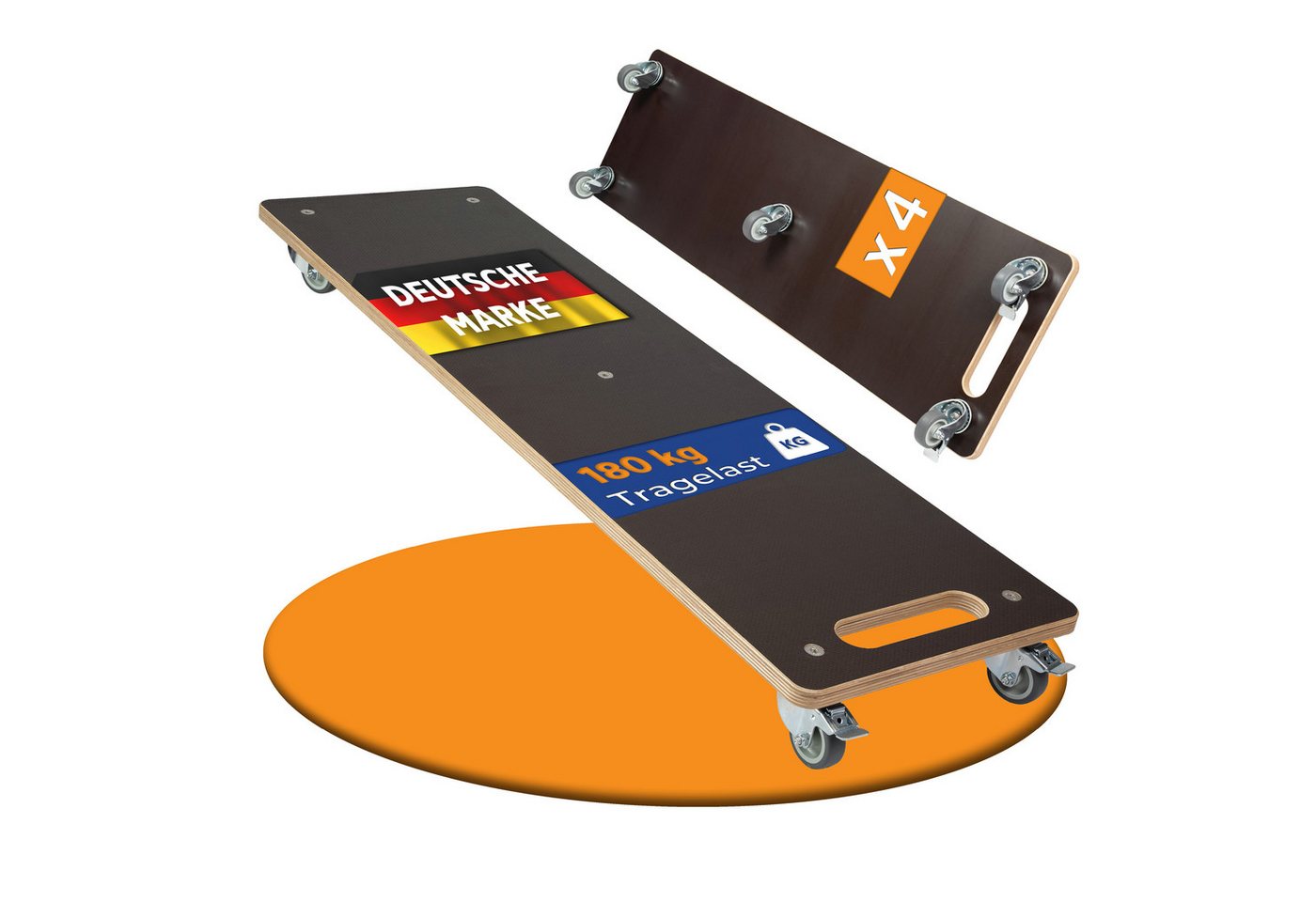 Rollbrett24 Transportroller Lastenmeter 100x30cm - 180kg Traglast, Möbel & Umzug, (4-St., 1 Meter langes Rollbrett für sperrige Gegenstände), praktische Transporthilfe für sperrige Gegenstände Bild 4