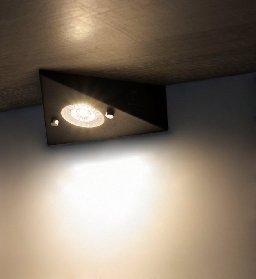 TRANGO LED Unterbauleuchte, 6er Set 6740-65 LED-Küchenunterbauleuchte aus Edelstahl in Matt-Schwarz *COOK* LED Einbauleuchte - Einbaustrahler inkl. 6x 4,8 Watt LED Modul 3000K warmweiß - direkt 230 Volt - beliebig erweiterbar, Schalter - Dreieckleuchte – Schrankleuchte Bild 3