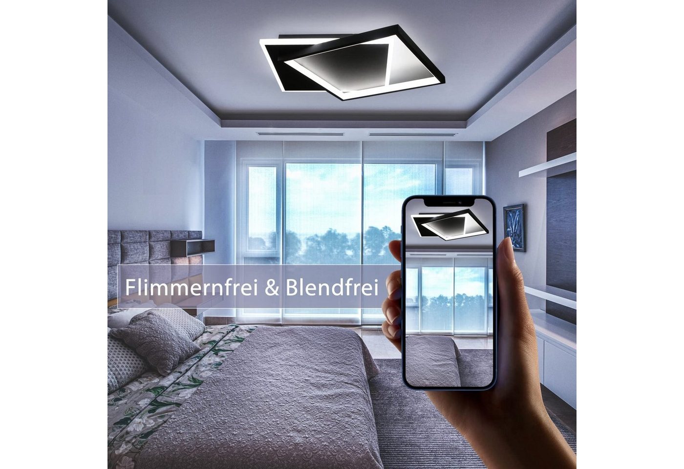 ZMH LED Deckenleuchte Deckenlampe Moderne 44W 44cm Wohnzimmer Esszimmer CCT/mit FB, LED fest integriert, LED fest integriert Bild 5