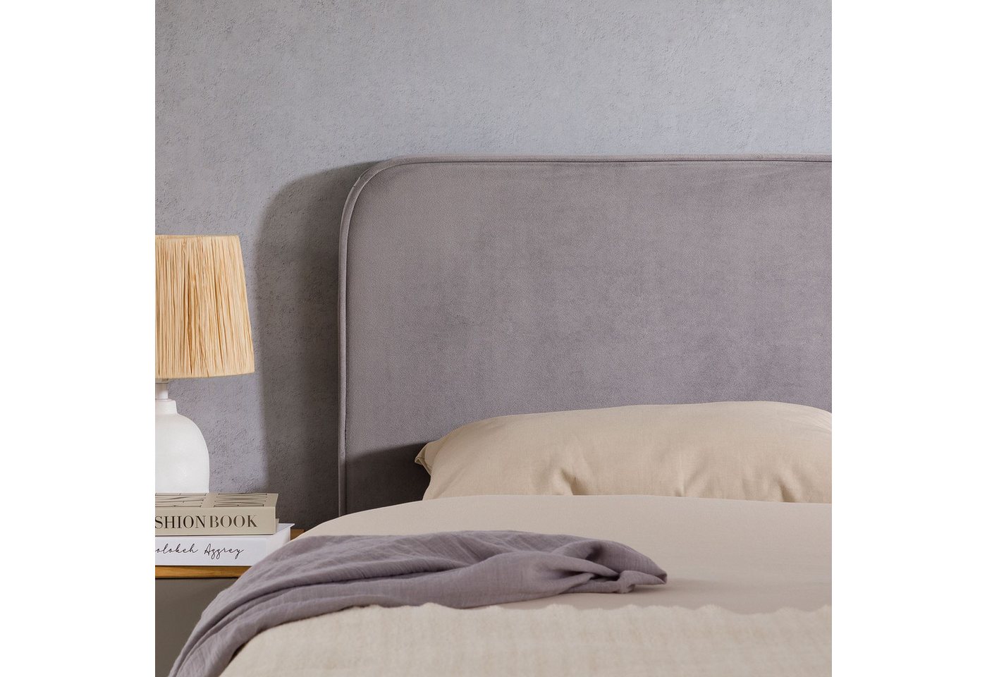 IDIMEX Kopfteil NOVARE, Bettkopfteil 160 cm, Kopfteil Headboard Wandmontage, Samt Stoff grau