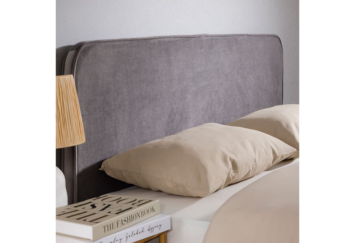 IDIMEX Kopfteil NOVARE, Bettkopfteil 160 cm, Kopfteil Headboard Wandmontage, Samt Stoff grau Bild 2