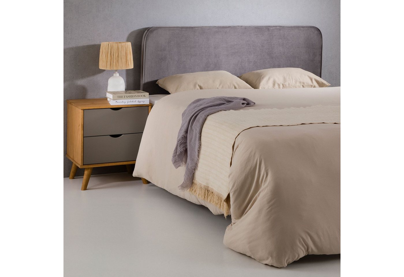 IDIMEX Kopfteil NOVARE, Bettkopfteil 160 cm, Kopfteil Headboard Wandmontage, Samt Stoff grau Bild 3