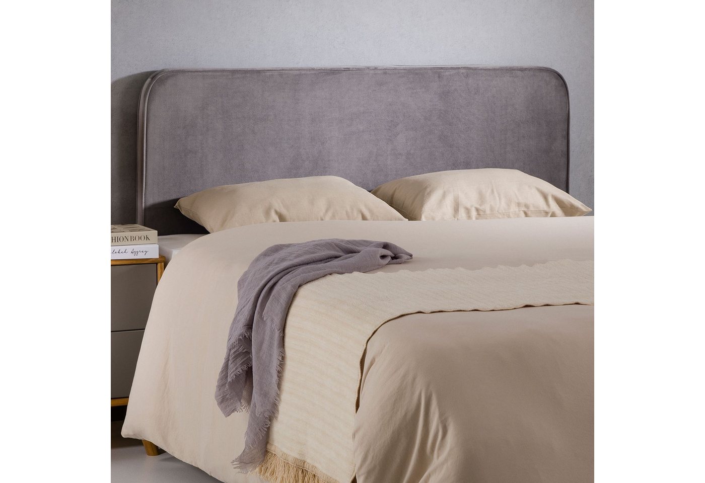 IDIMEX Kopfteil NOVARE, Bettkopfteil 160 cm, Kopfteil Headboard Wandmontage, Samt Stoff grau Bild 4