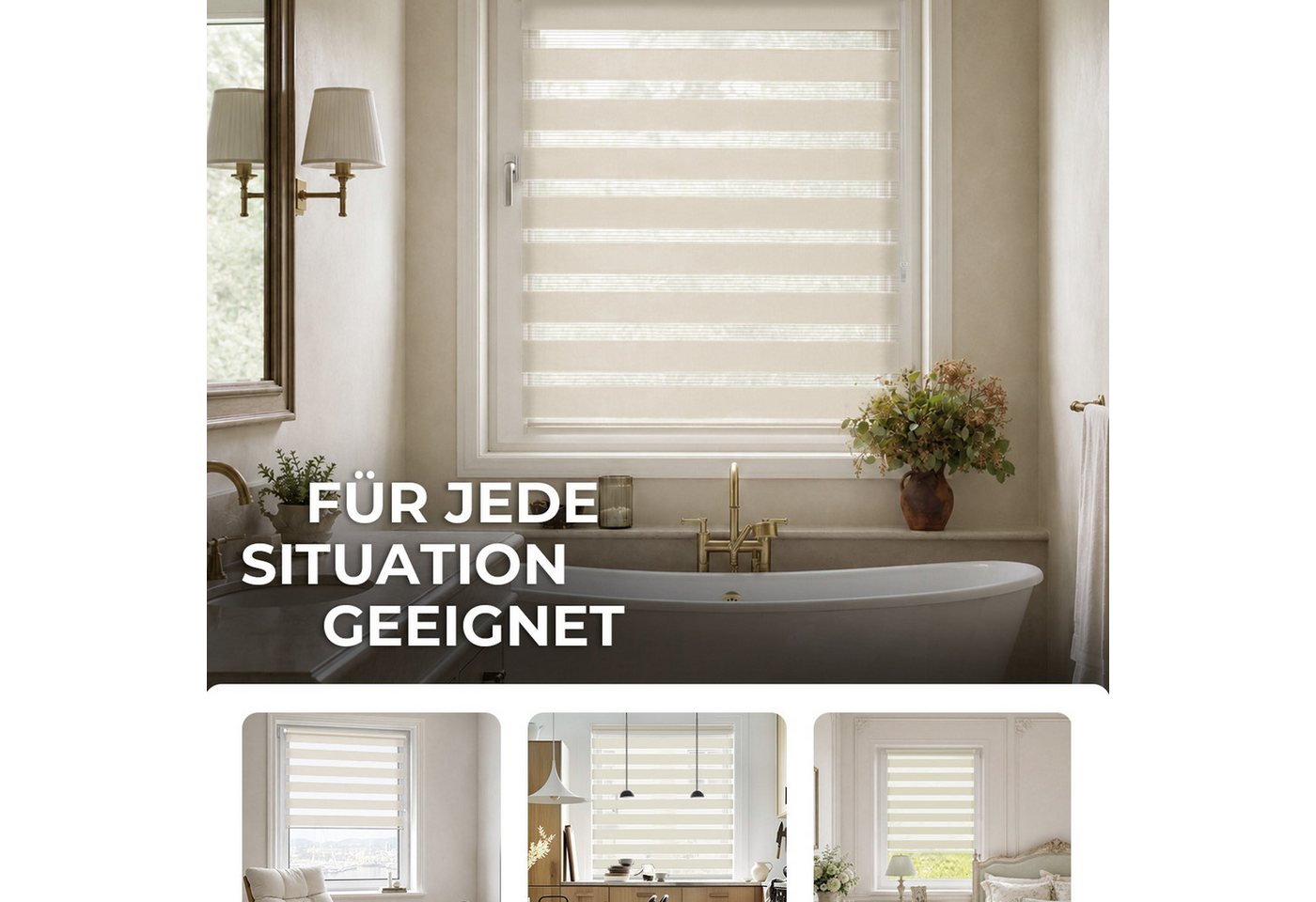 Doppelrollo Zevra Doppelrollo Duo Rollo 30x120cm creme weiß, Victoria M., halbtransparent, ohne Bohren, freihängend, verschraubt, Feuchtraumgeeignet, Sichtschutz oder Durchsicht Bild 5