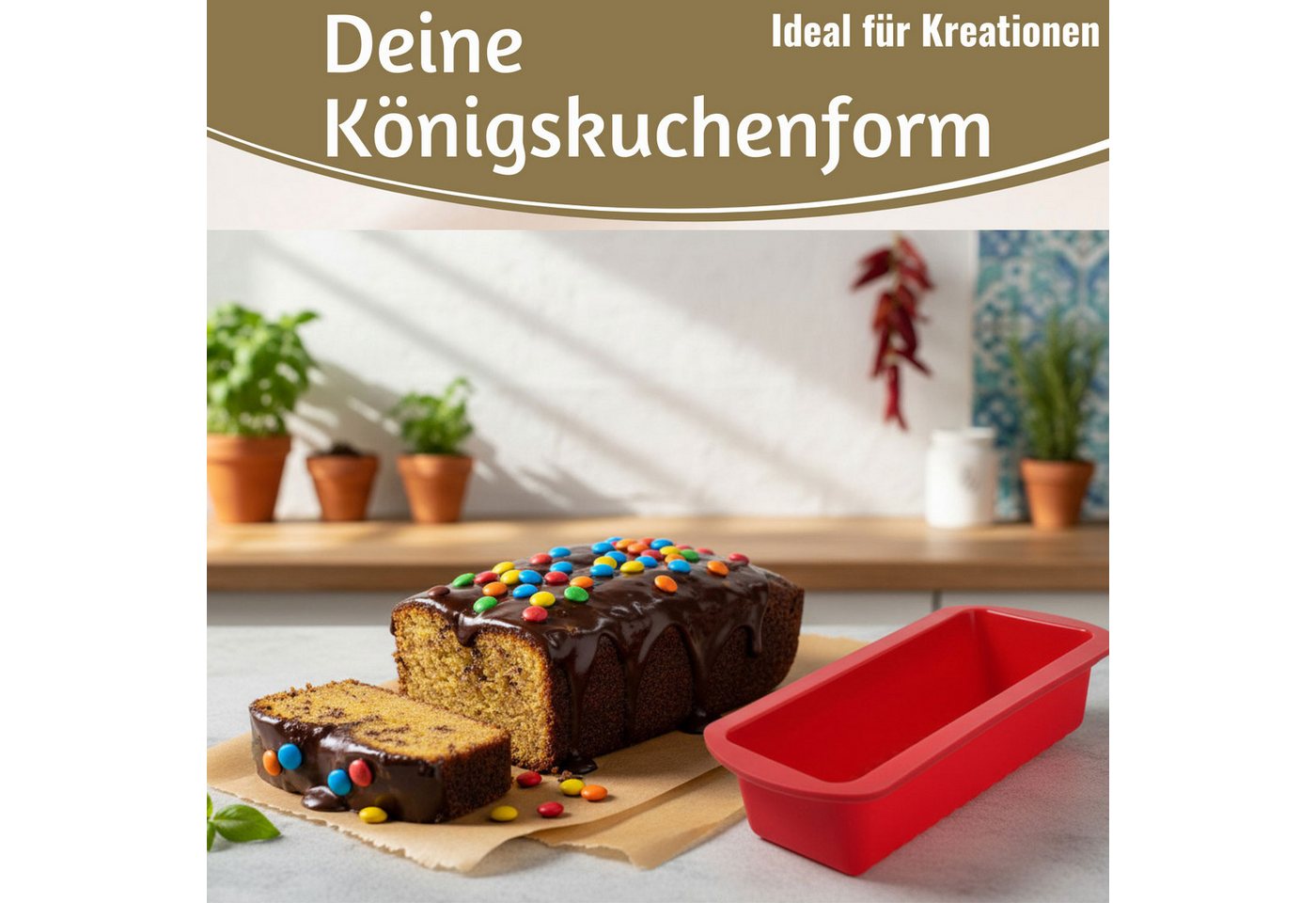 LS-LebenStil Kastenform Silikon Königskuchenform 25cm Backform Kuchenform Brotbackform, (Silikonbackform für Kuchen und Brot 1-tlg), Rechteckig, Antihaft Kuchenform, Flexibel