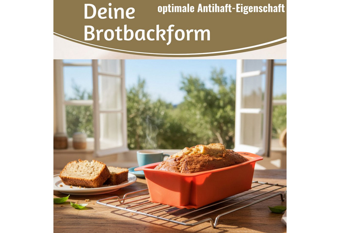 LS-LebenStil Kastenform Silikon Königskuchenform 25cm Backform Kuchenform Brotbackform, (Silikonbackform für Kuchen und Brot 1-tlg), Rechteckig, Antihaft Kuchenform, Flexibel Bild 2