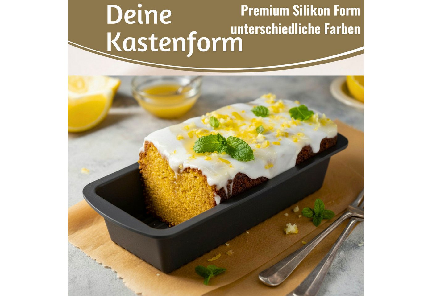 LS-LebenStil Kastenform Silikon Königskuchenform 25cm Backform Kuchenform Brotbackform, (Silikonbackform für Kuchen und Brot 1-tlg), Rechteckig, Antihaft Kuchenform, Flexibel Bild 3