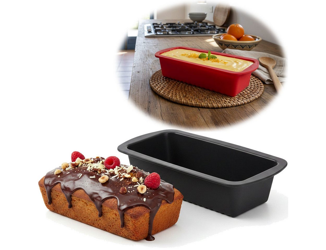 LS-LebenStil Kastenform Silikon Königskuchenform 25cm Backform Kuchenform Brotbackform, (Silikonbackform für Kuchen und Brot 1-tlg), Rechteckig, Antihaft Kuchenform, Flexibel Bild 4