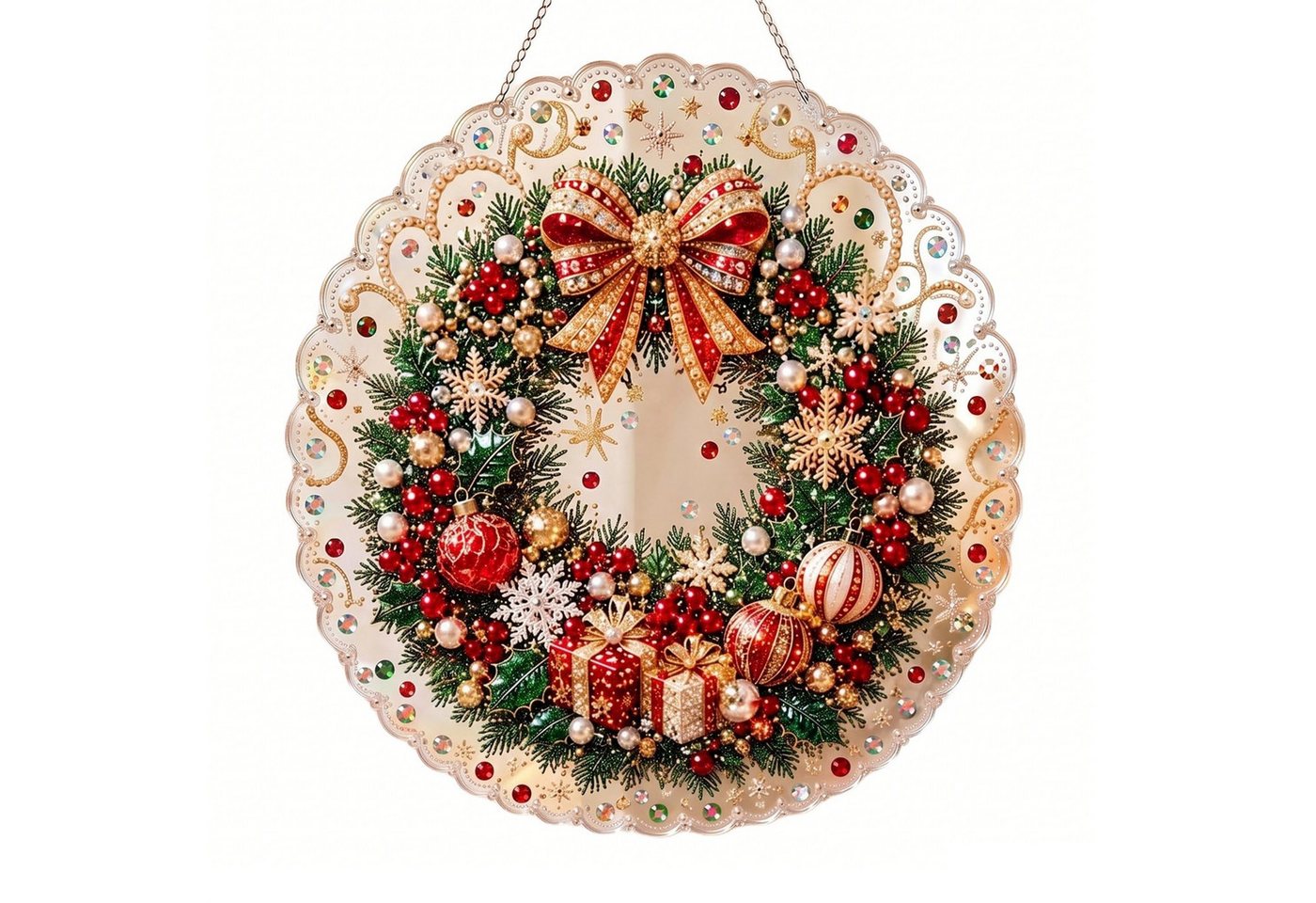 Bomiclss Kreativset Diamond-Painting-Set„Weihnachtsperle“für Erwachsene–Dekorationsartikel, Acryl-Hängeornament mit 3D-Perlen & Metallkette für Fenster & Wand Bild 4