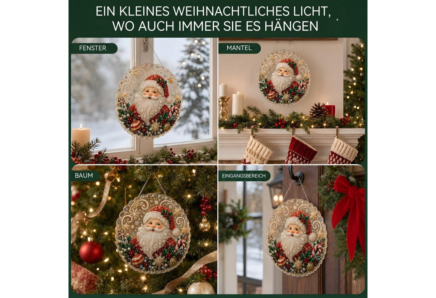 Bomiclss Kreativset Diamond-Painting-Set„Weihnachtsperle“für Erwachsene–Dekorationsartikel, Acryl-Hängeornament mit 3D-Perlen & Metallkette für Fenster & Wand Bild 5