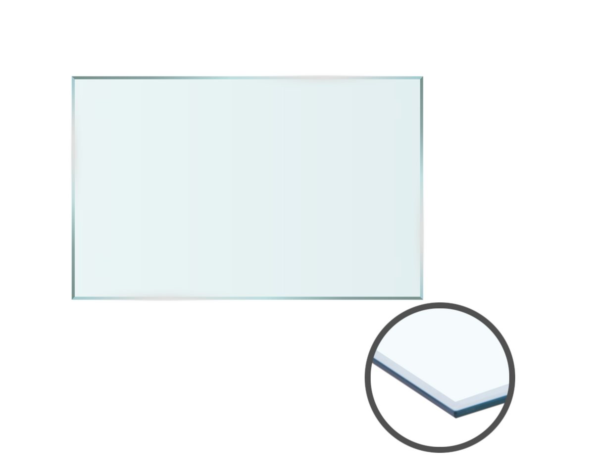 HOOZ Bodenschutzplatte aus 6 mm ESG 80x60 cm, rechteckige Funkenschutz Fasettenschliff Klar, Kamin Glas, 1-St., belastbare Glasauflage, Glasplatte, Schutzglas, Bodenschutzglas für Kamin, Ofen und Boden