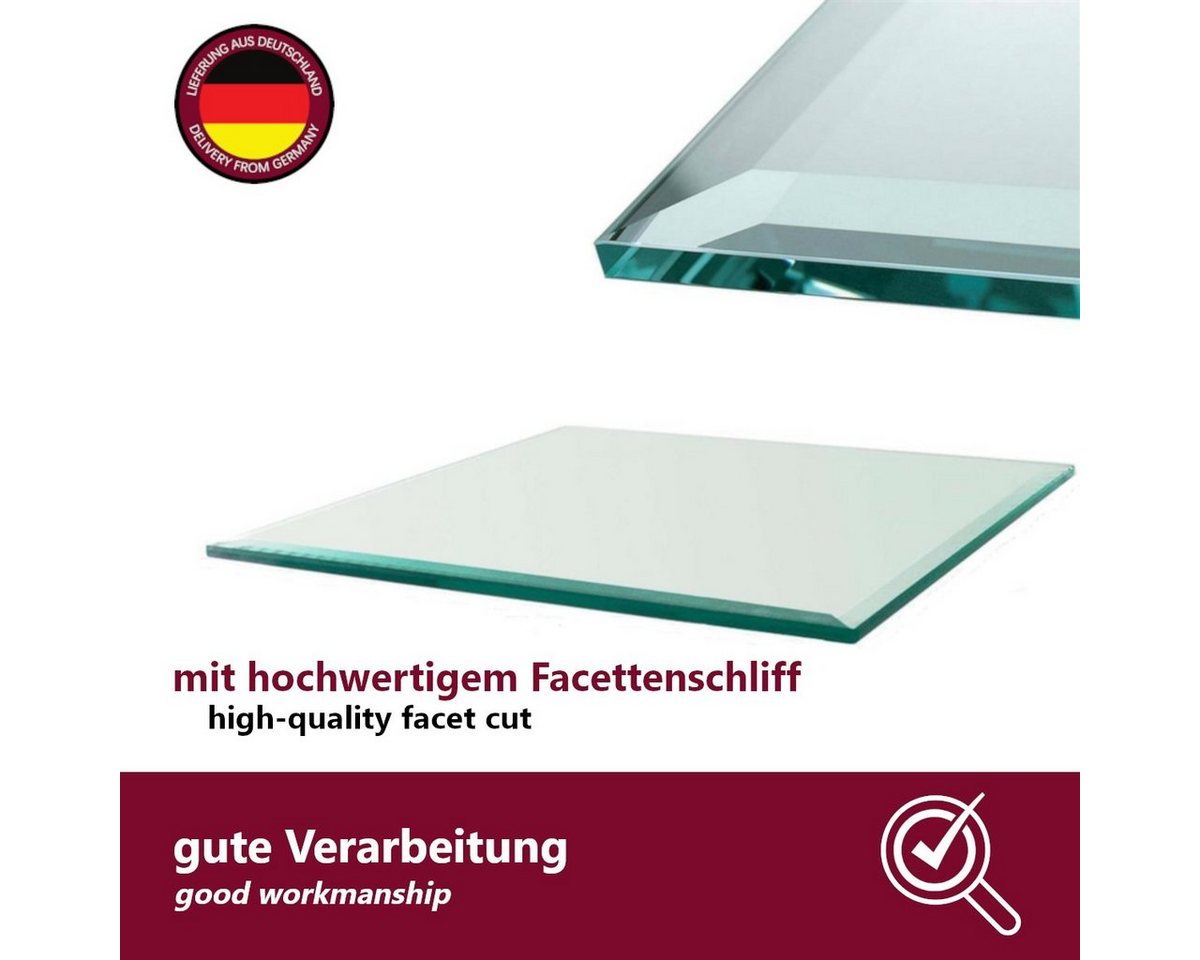 HOOZ Bodenschutzplatte aus 6 mm ESG 80x60 cm, rechteckige Funkenschutz Fasettenschliff Klar, Kamin Glas, 1-St., belastbare Glasauflage, Glasplatte, Schutzglas, Bodenschutzglas für Kamin, Ofen und Boden Bild 4