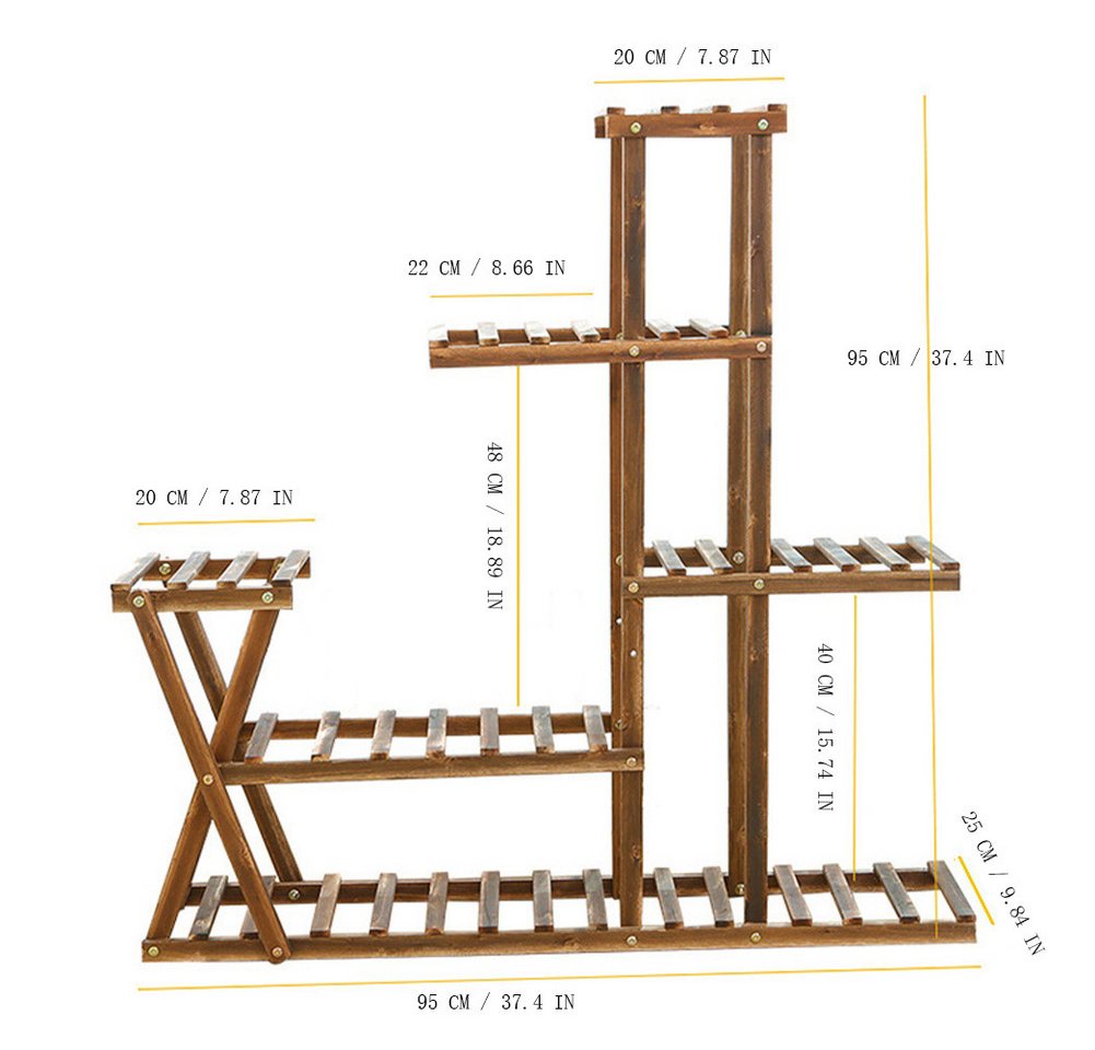 GarveeMore Blumenständer Pflanzenregal Holz Blumenregal MehrstöCkig für Wohnzimmer, mit 5 Ebenen und 7 Plattformen,Robuste Konstruktion Bild 3