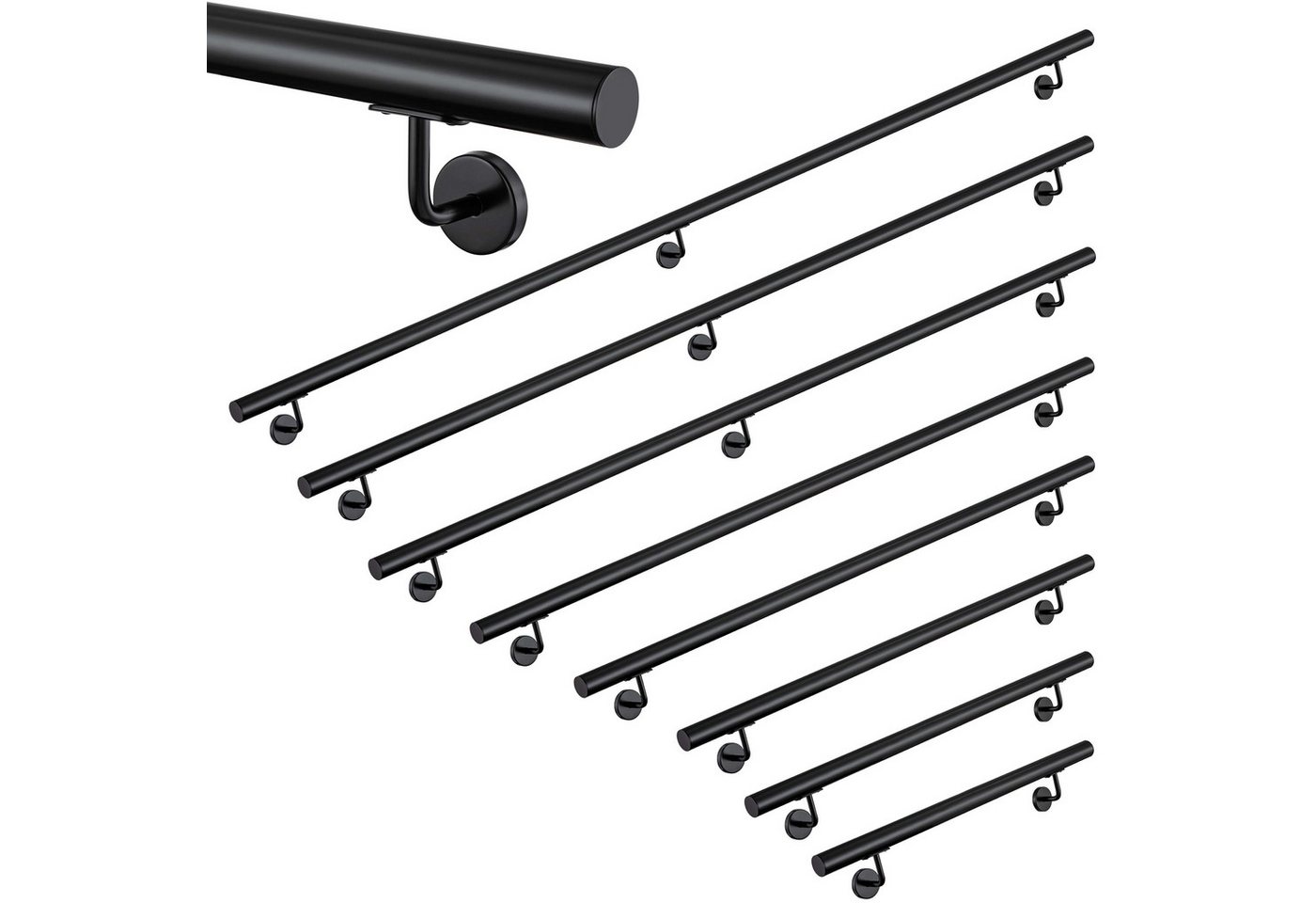duschspa Treppengeländer Wandhandlauf Edelstahl Treppengeländer 80–240cm Handlauf Innen & Außen, 100 cm Länge, ist rostfrei Bild 3