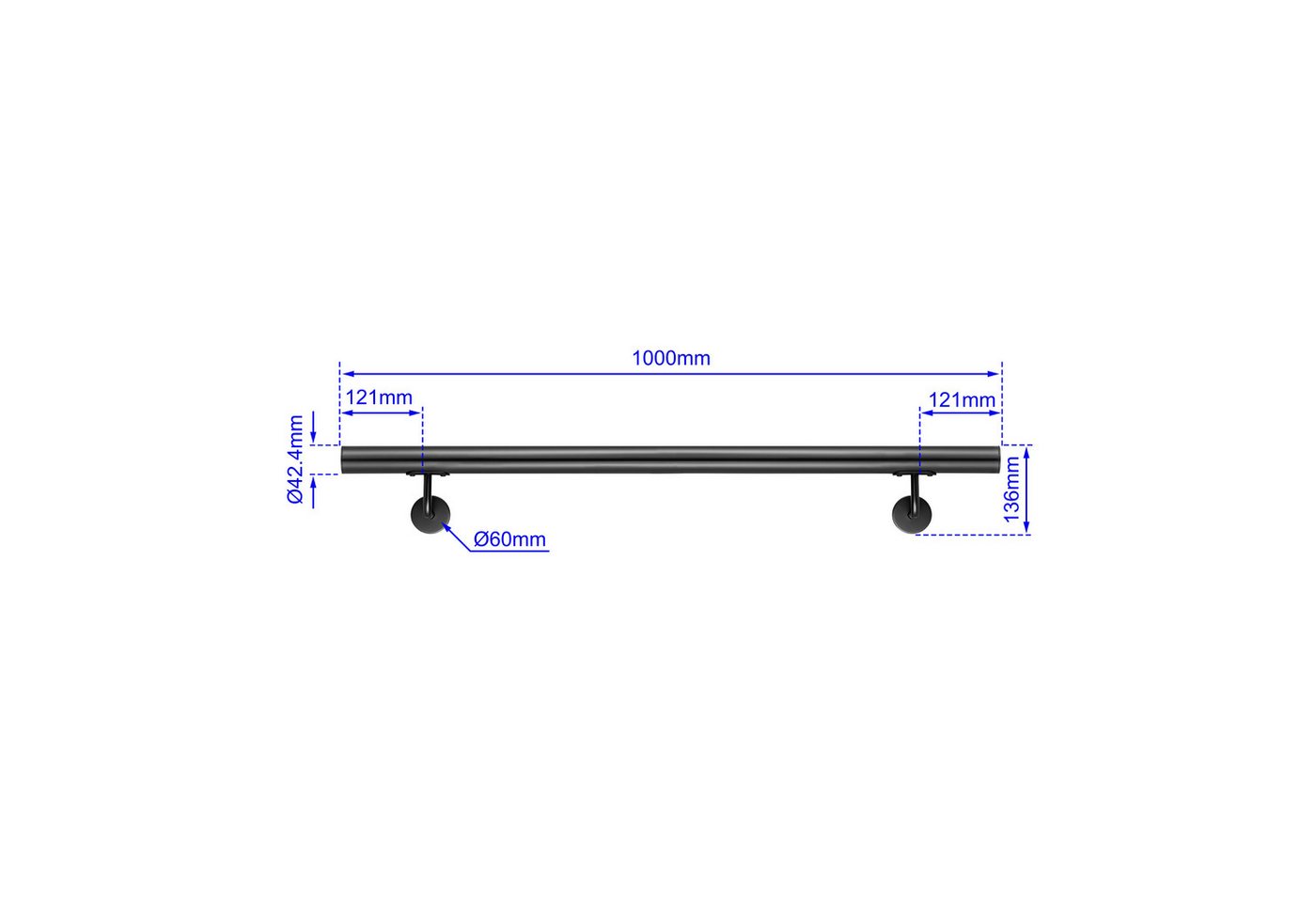 duschspa Treppengeländer Wandhandlauf Edelstahl Treppengeländer 80–240cm Handlauf Innen & Außen, 100 cm Länge, ist rostfrei Bild 5