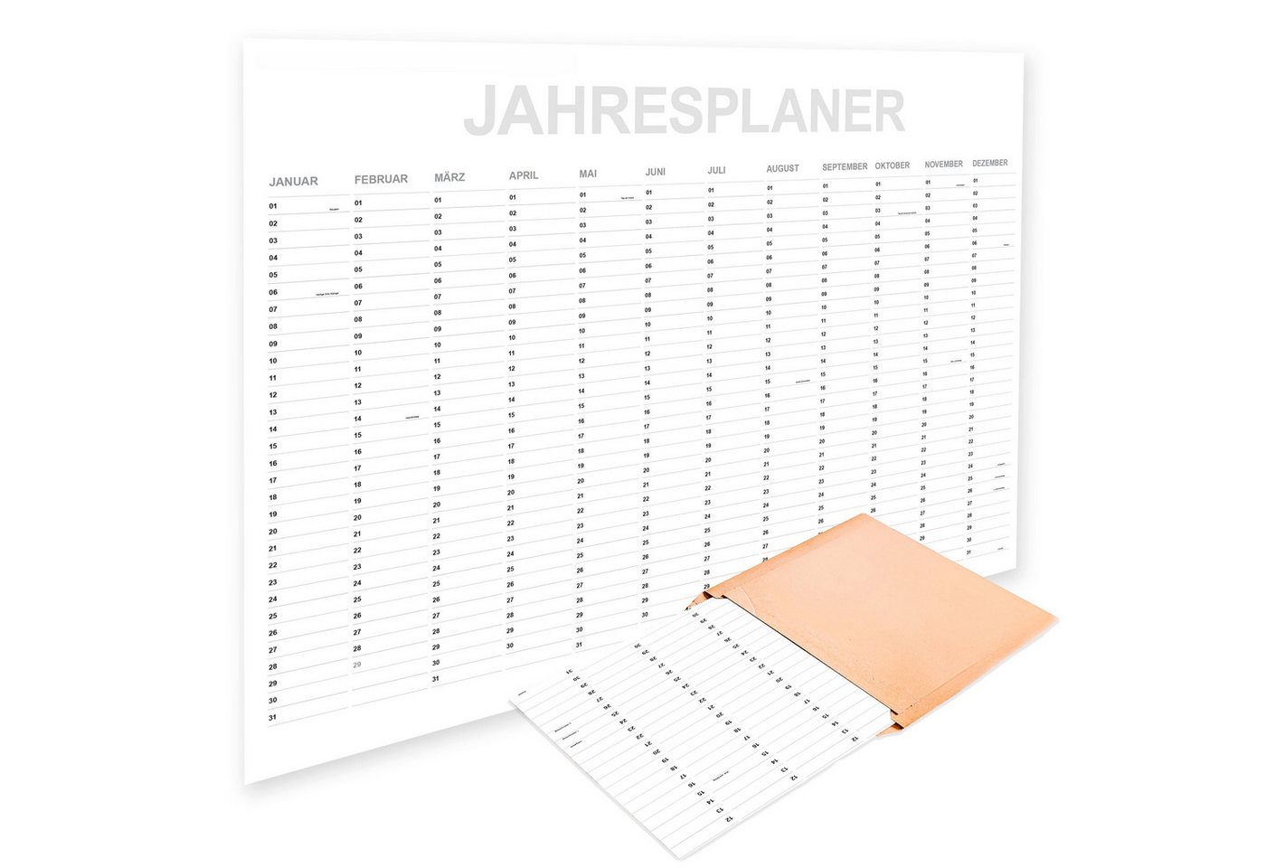 FLYERALARM Wandkalender abwischbarer Jahreskalender (100x70 cm) jahresunabhängig, Beschichtet zum Abwischen