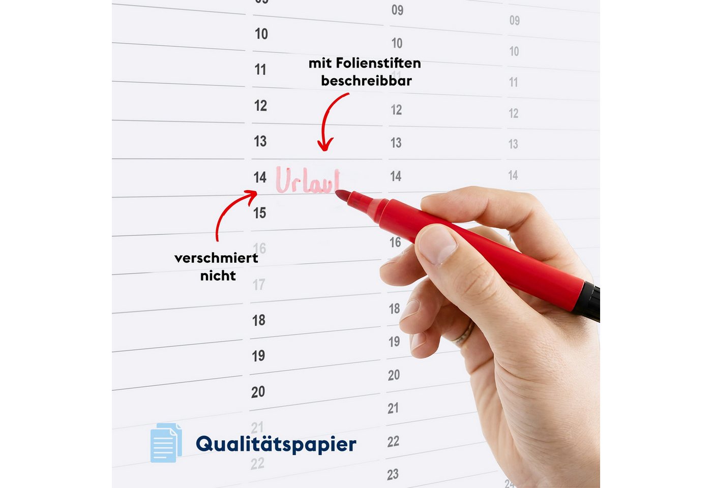 FLYERALARM Wandkalender abwischbarer Jahreskalender (100x70 cm) jahresunabhängig, Beschichtet zum Abwischen Bild 3