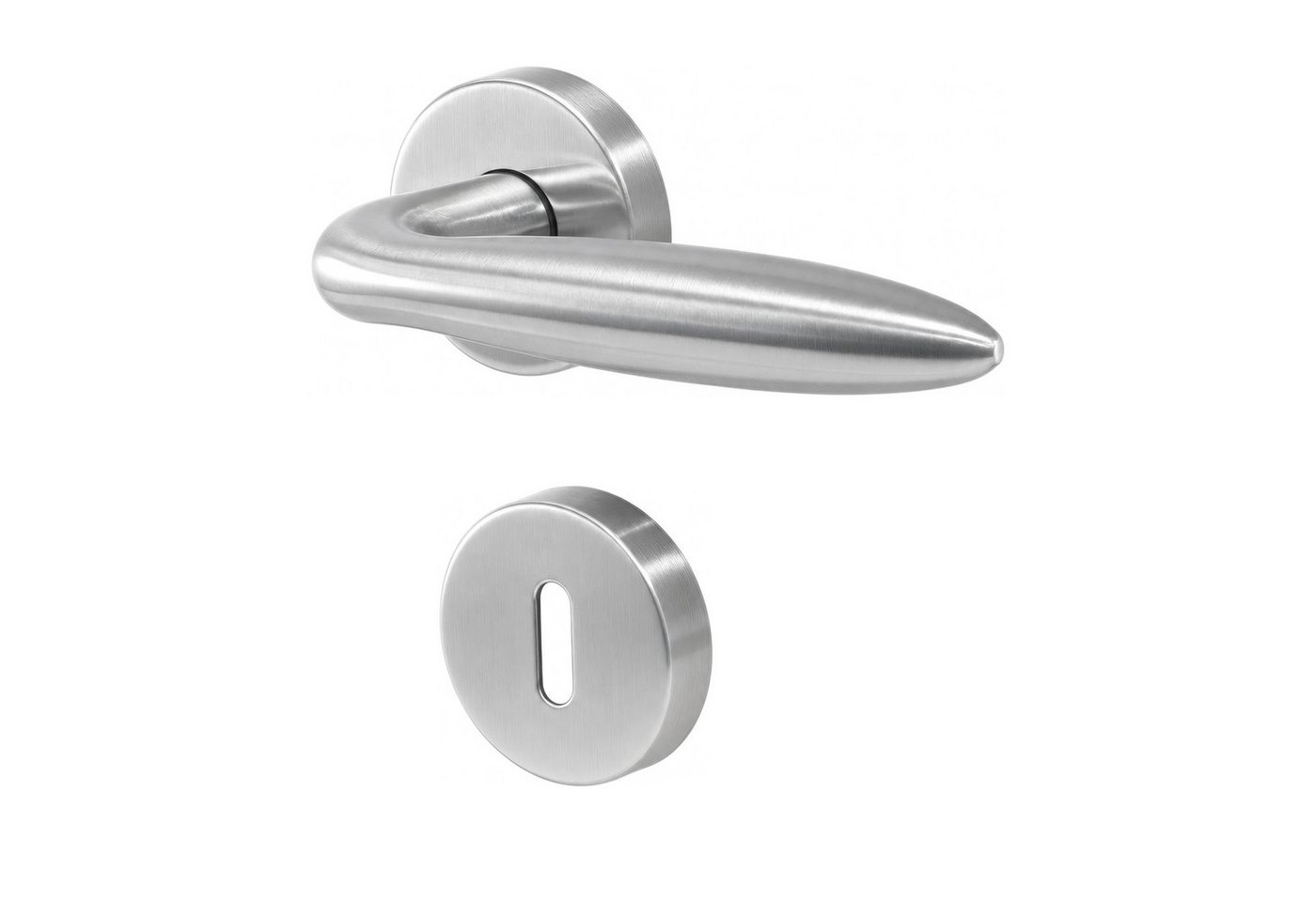 MeinTürgriff Drückergarnitur Estoril Edelstahl Türgriff für Innentüren L-Form Rosettengarnitur BB, Türdicke: 38-42 mm, Vierkantmaß: 8 mm