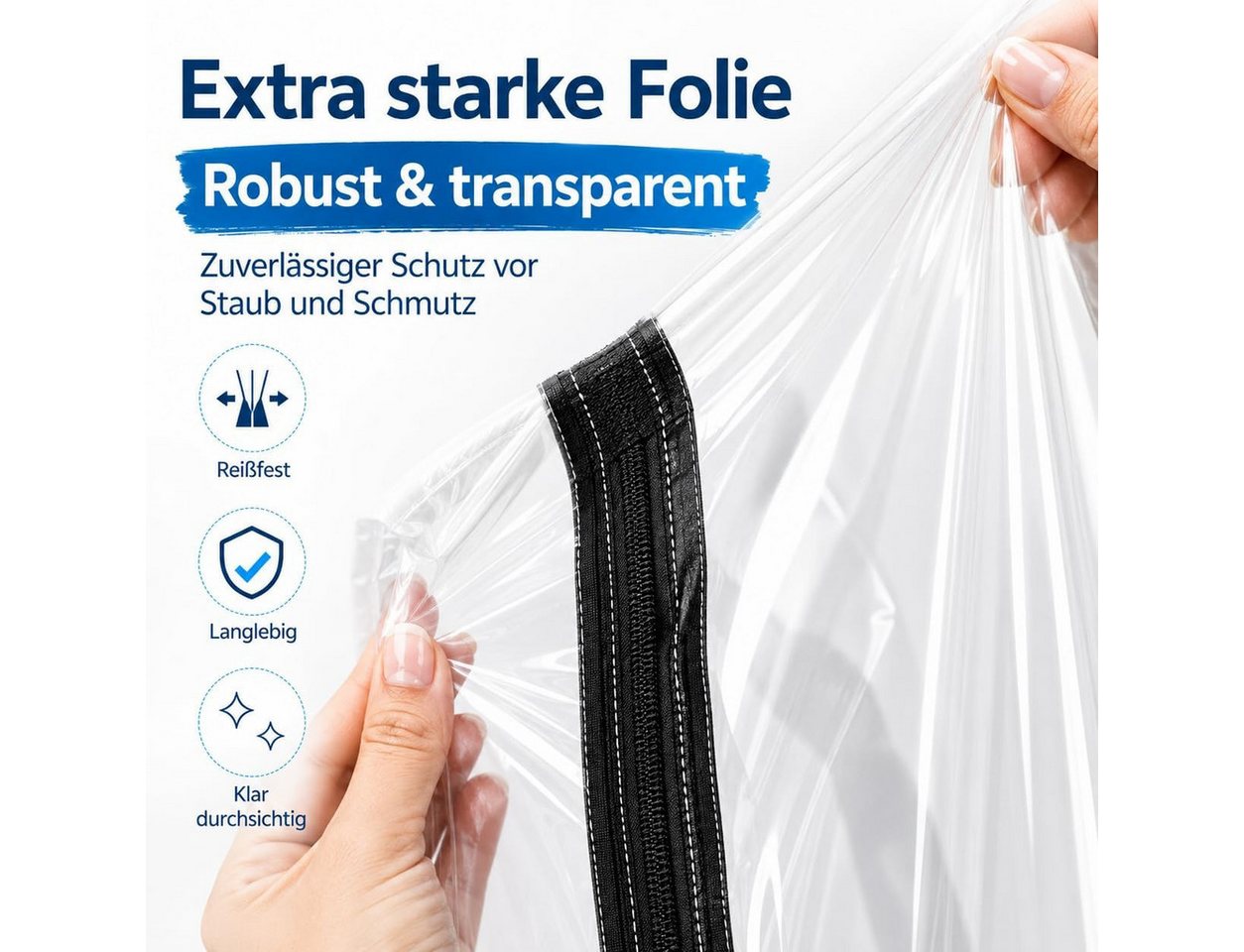 TK Gruppe Staubschutztür Staubschutz Folientür 110 x 220 cm – Reißverschluss & Easy Comfort, (1-St) Bild 4