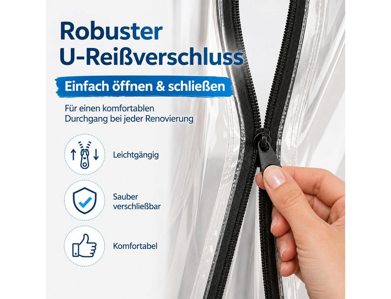 TK Gruppe Staubschutztür Staubschutz Folientür 110 x 220 cm – Reißverschluss & Easy Comfort, (1-St) Bild 5