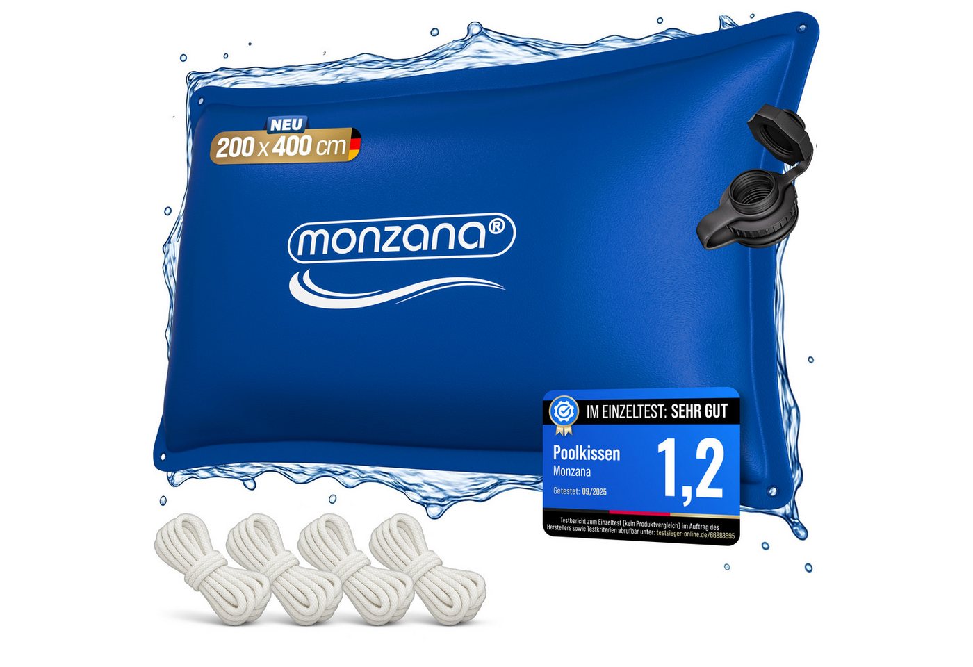 monzana Pool (1-tlg), XXXL 200x400cm Chlorbeständig Sicherheitsventil 4 Ösen Doppelnaht Pool