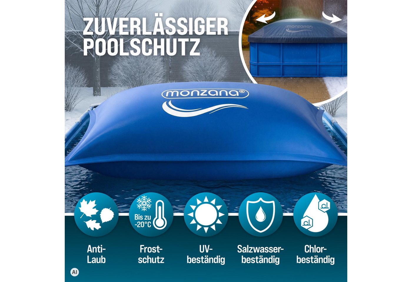 monzana Pool (1-tlg), XXXL 200x400cm Chlorbeständig Sicherheitsventil 4 Ösen Doppelnaht Pool Bild 4