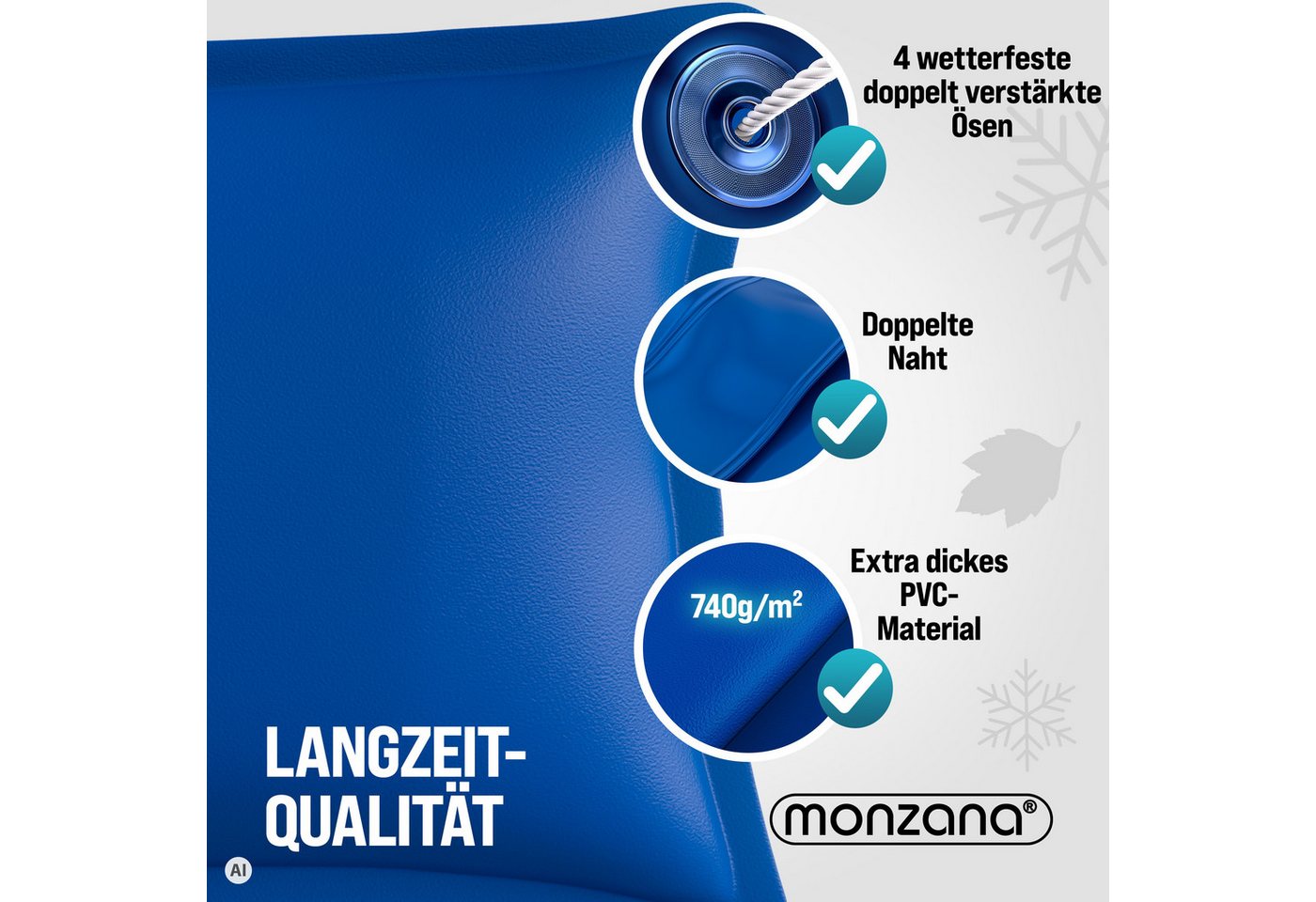 monzana Pool (1-tlg), XXXL 200x400cm Chlorbeständig Sicherheitsventil 4 Ösen Doppelnaht Pool Bild 5