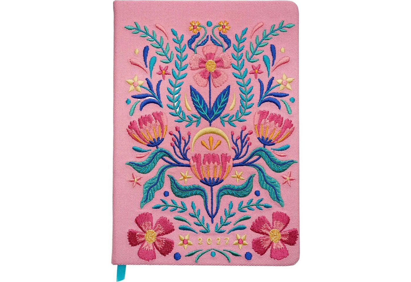 groh Verlag Taschenkalender Taschenkalender A5 2027: Blütenmotiv, bestickt, rosa Bild 5