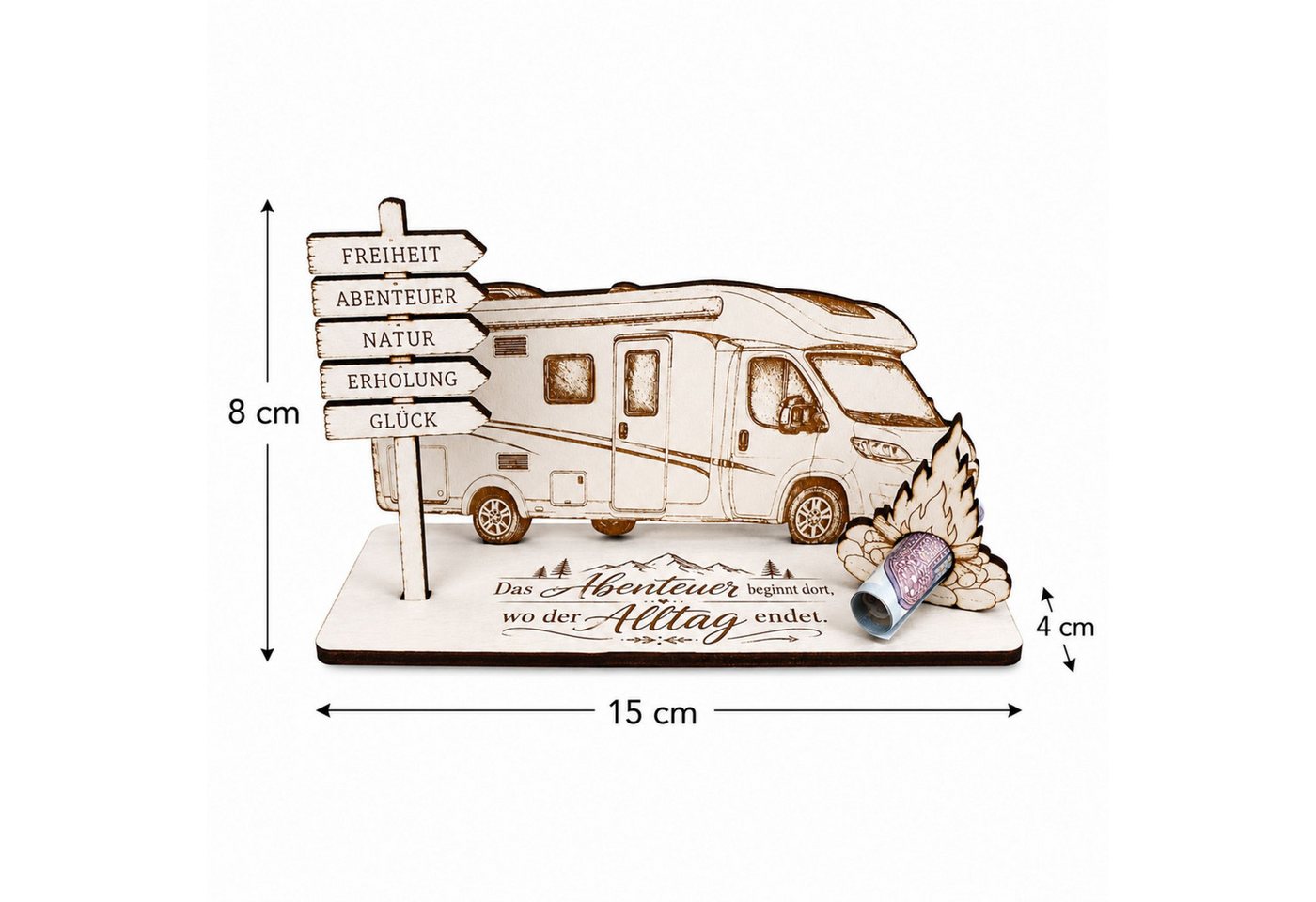 Dekolando Geschenkkarte Geldgeschenk Wohnmobil Reisegutschein mit Wegweiser 15 x 8 cm Bild 3
