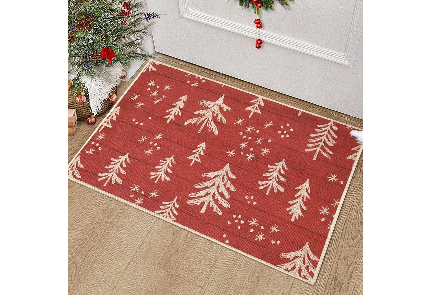 GarveeMore Fußmatte Weihnachtliche Fußmatte 40x60/40x80cm, rutschfest Silikonrücken, rutschfest, waschbar, abriebfest, haustierfreundlich