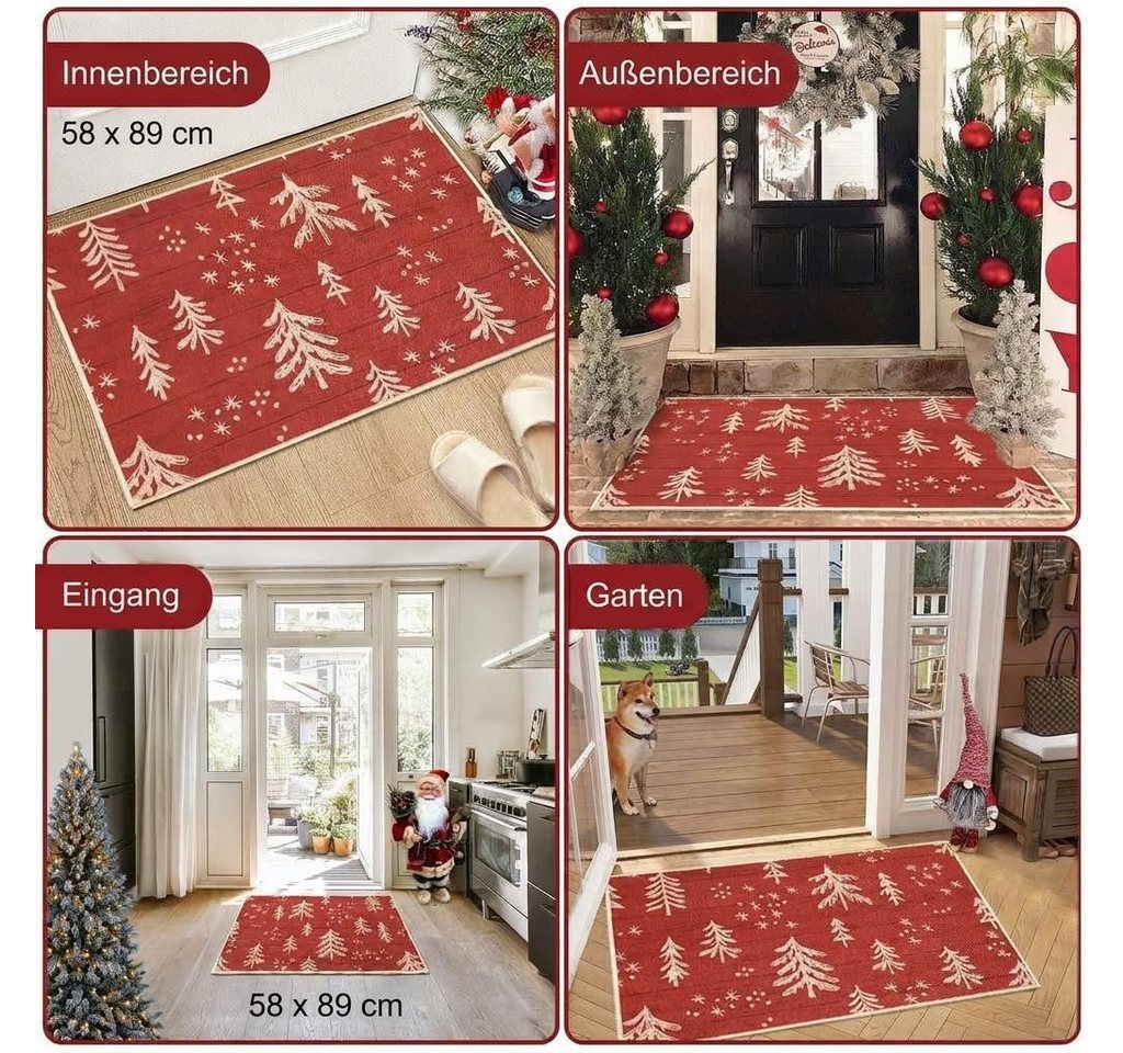 GarveeMore Fußmatte Weihnachtliche Fußmatte 40x60/40x80cm, rutschfest Silikonrücken, rutschfest, waschbar, abriebfest, haustierfreundlich Bild 3