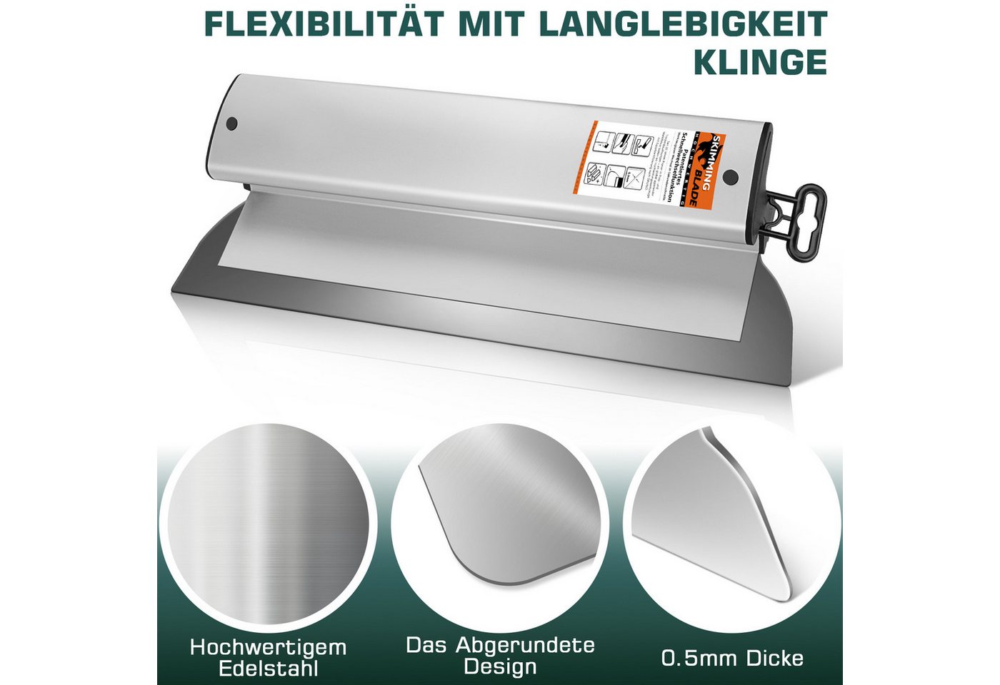 XERSEK Flächenspachtel Spachtel Flächenspachtel Set 15-80cm-Edelstahl-Klingen Teleskopstangec (Verlängerter Aluminiumgriff, Schnellwechsel, Verstellbar & Arretierung, 5 Klingen: 15/25/40/60/80cm-St) Multifunktionsspachtel Für Verputzen Kratzen Glätten von Wänden Bild 5