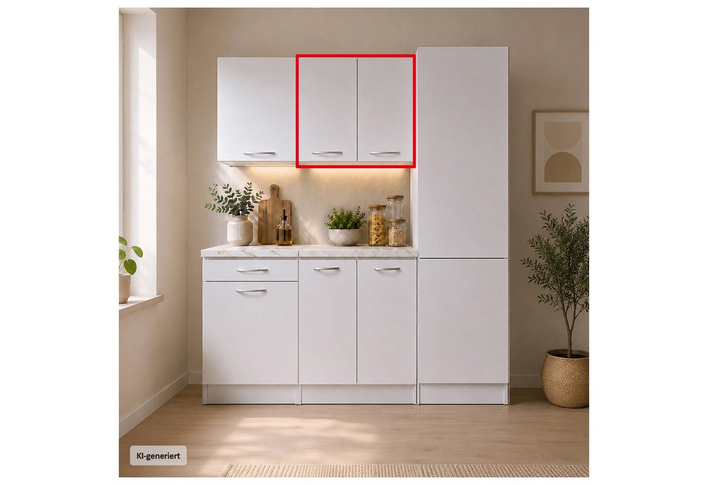 HTI-Living Hängeschrank Küchenhängeschrank Jenna Weiß 60 cm (1 Stück, 1-St., 1 Küchenhängeschrank) Modular erweiterbar, modernes Design, 2 Schrankfächer Bild 3
