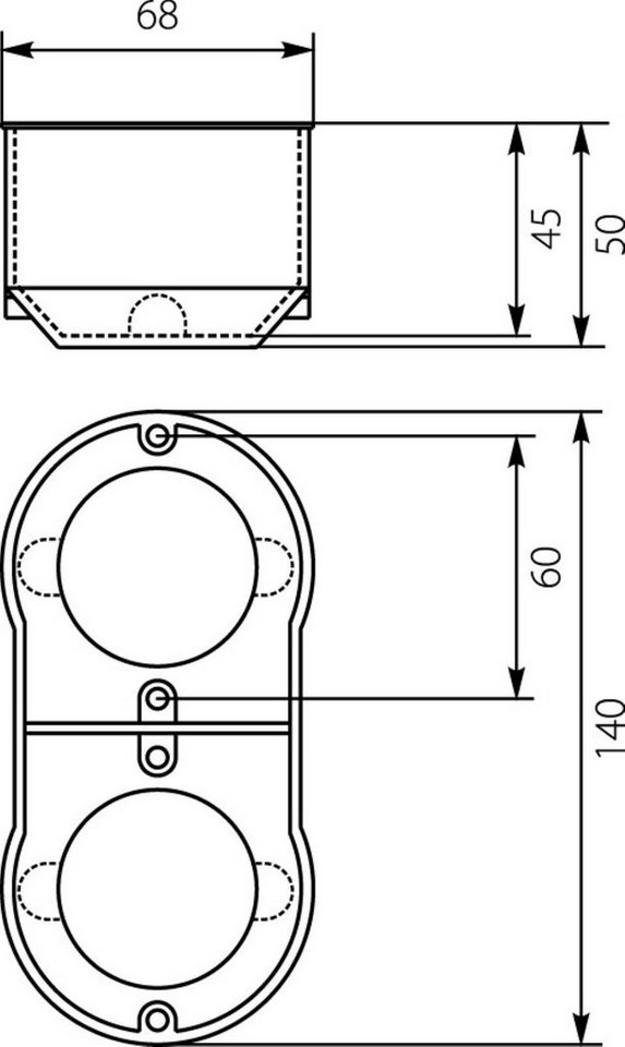 Elektro-Plast Unterputz-Steckdose Schalterdose Unterputzdose Dose Einbaudose 60mm 13.70 PKw-2 doppe, 1-St. Bild 2