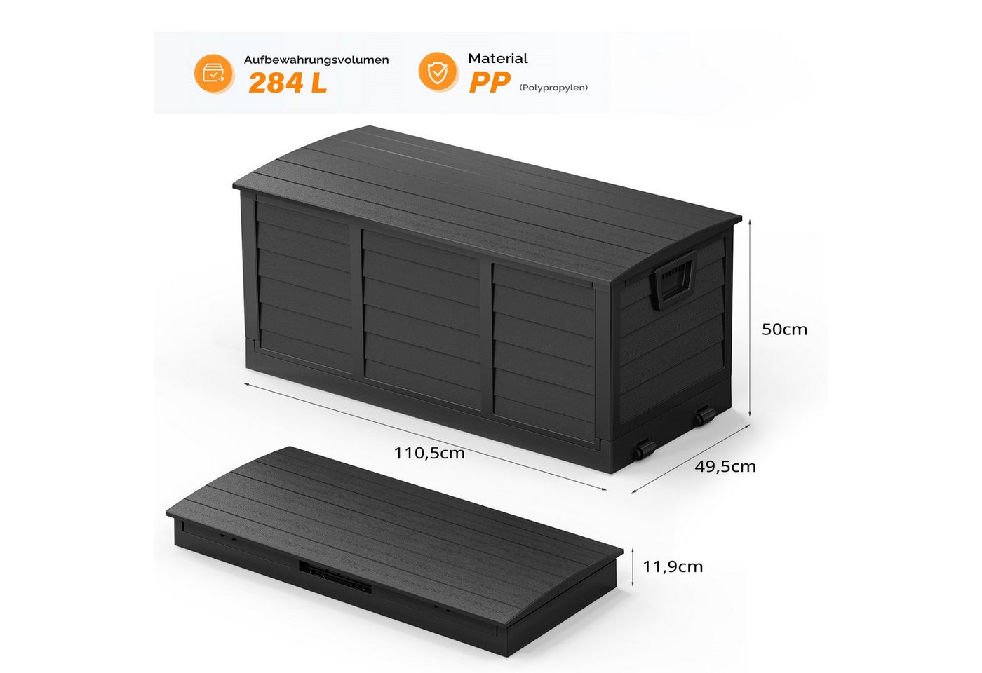 VINGLI Gartenbox Aufbewarungsbox mit/ohne Rädern, Wasserdicht Bild 5
