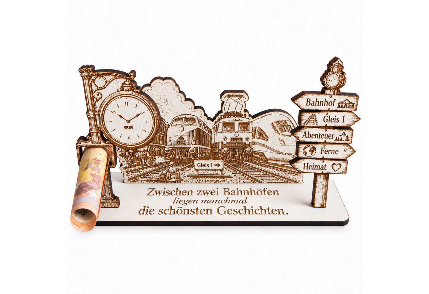 Dekolando Geschenkkarte Lokomotive Geldgeschenk Geschenk für Eisenbahnfans Lokführer 14 x 8 cm Bild 5