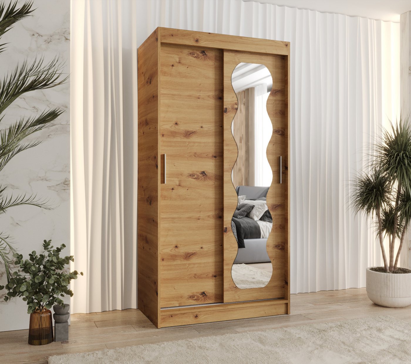 ABIKS MÖBEL Schwebetürenschrank SPOTI Schlafzimmerschrank, mit Spiegel, Kleiderstange und Regalen Bild 5