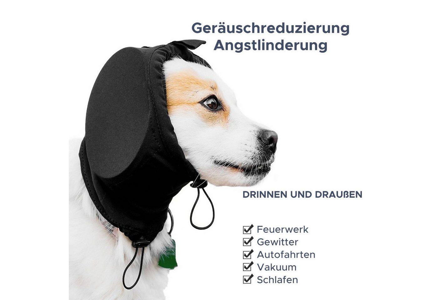 feinlux Kapselgehörschutz Kapselgehörschutz Geräuschunterdrückung Kopfhörer für Hunde, (Packung, Gehörschutz für Hunde), Für optimalen Komfort, Lärmschutz und Wärme Bild 5
