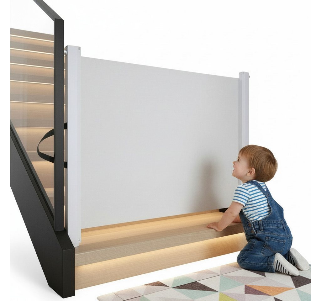 Melko Treppenschutzgitter Ausziehbares Absperrgitter für Tür und Treppe, Wandmontage (Einzelset, 1 St., Set bestehend aus Treppenschutzgitter mit Befestigungsmaterial), Platzsparendes, ausziehbares Sicherheitsgitter für Türen und Treppen Bild 3