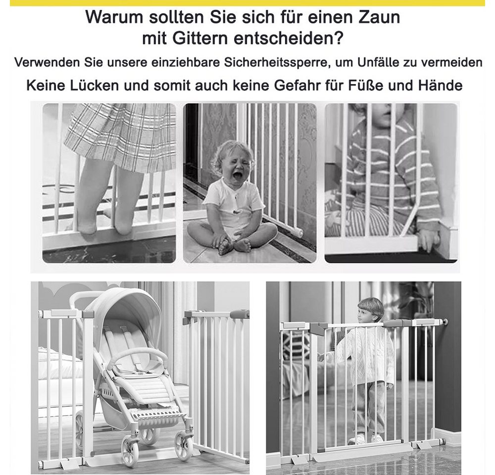 Melko Treppenschutzgitter Ausziehbares Absperrgitter für Tür und Treppe, Wandmontage (Einzelset, 1 St., Set bestehend aus Treppenschutzgitter mit Befestigungsmaterial), Platzsparendes, ausziehbares Sicherheitsgitter für Türen und Treppen Bild 4