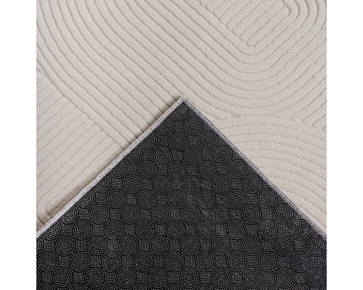 TeppichHome24 Teppich Schöner weicher Teppich mit Linienmuster in creme, rechteckig, Höhe: 1.6 mm
