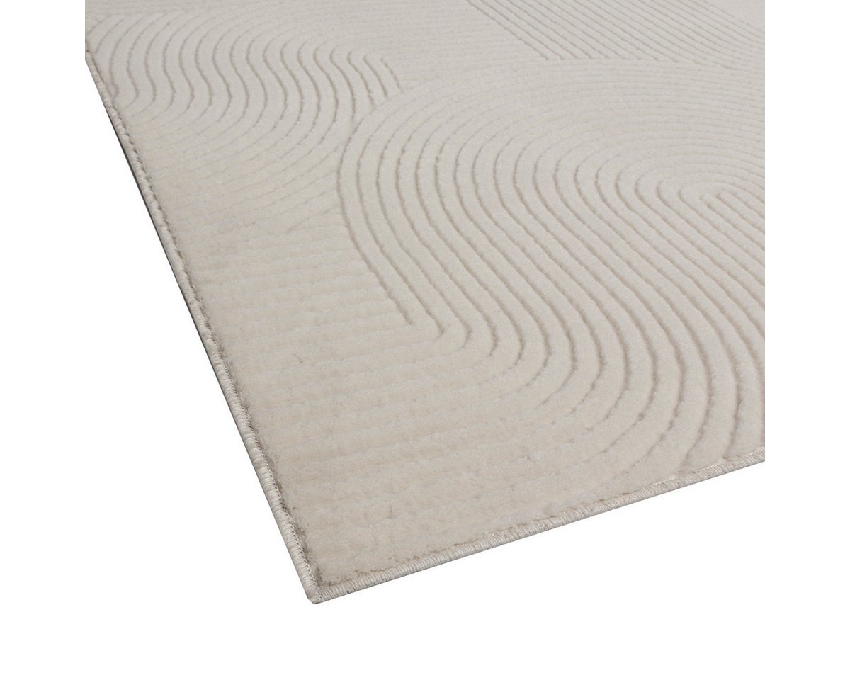 TeppichHome24 Teppich Schöner weicher Teppich mit Linienmuster in creme, rechteckig, Höhe: 1.6 mm Bild 3