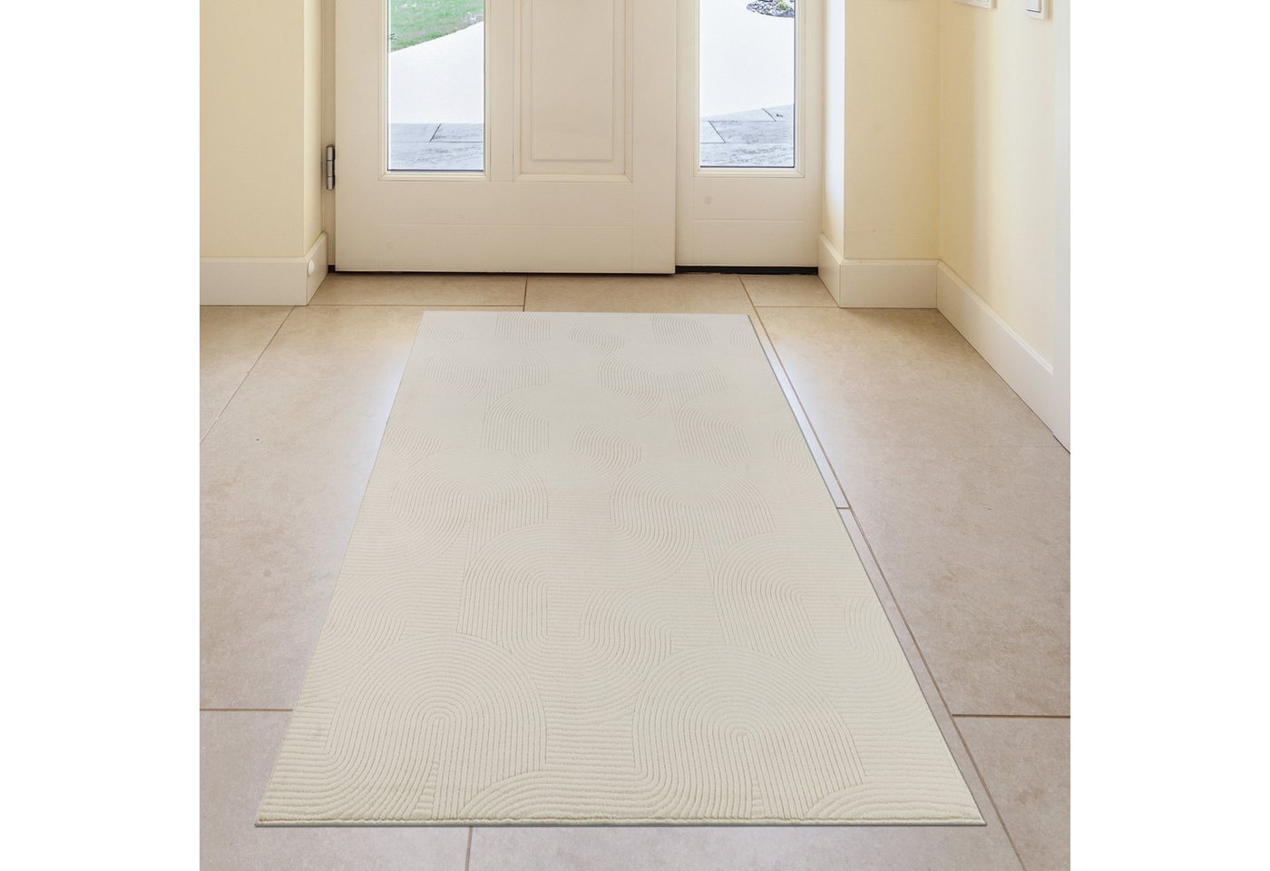 TeppichHome24 Teppich Schöner weicher Teppich mit Linienmuster in creme, rechteckig, Höhe: 1.6 mm Bild 4