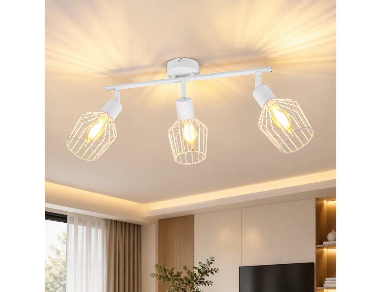 Nettlife Deckenstrahler Vintage Schwarz/Weiß E14 1/2/3/4/6 Flamming Industrial, Drehbar 350°, LED wechselbar, für Flur Küchen Schlafzimmer, Wohnzimmer, Esszimmer Bild 5